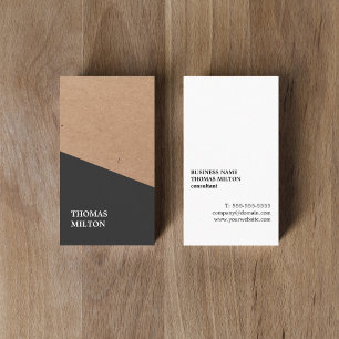 Modern Printed Kraft Paper Black Geometric Business Card