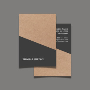 Modern Printed Kraft Paper Black Geometric Business Card