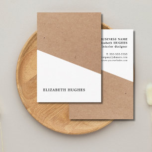 Modern Printed Kraft Paper White Geometric Business Card