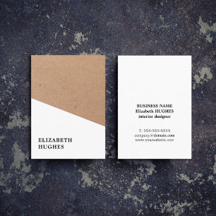 Modern Printed Kraft Paper White Geometric Business Card