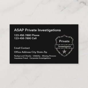 Modern Private Investigator Badge Theme Business Card