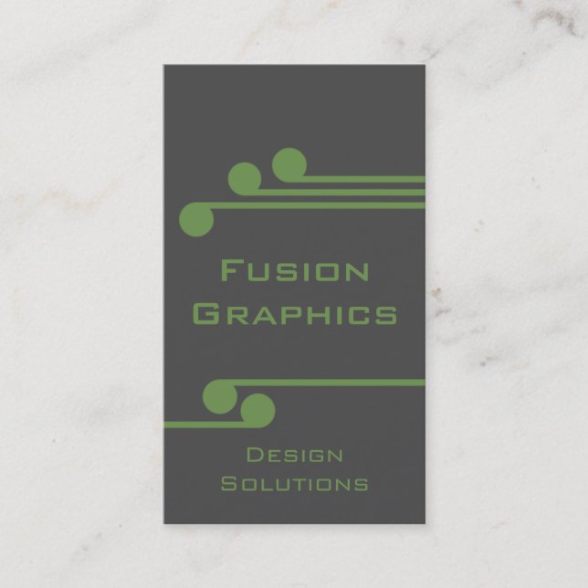 Modern Pro Business Card, Gray and Green Business Card (Front)