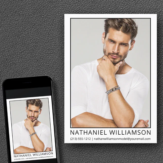 Modern Pro Model Actor Photo Card | Zazzle