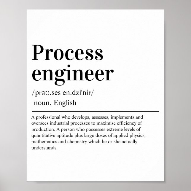 Modern Process Engineer Funny Dictionary Definitio Poster (Front)