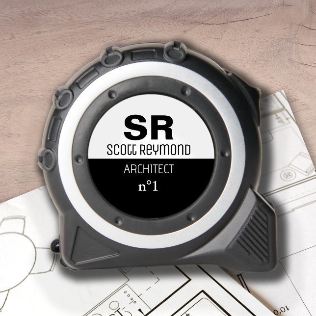 Modern Profession Architect Black and White Tape Measure (Creator Uploaded)