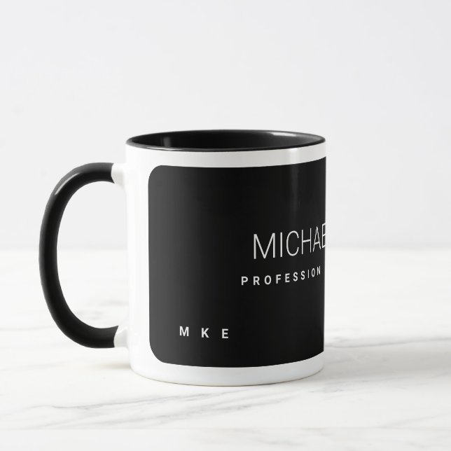 Modern Profession Business Name Black Coffee Mug (Left)