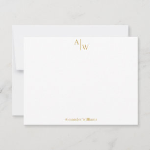 Modern Professional 2 Monogram Basic Faux Gold Note Card