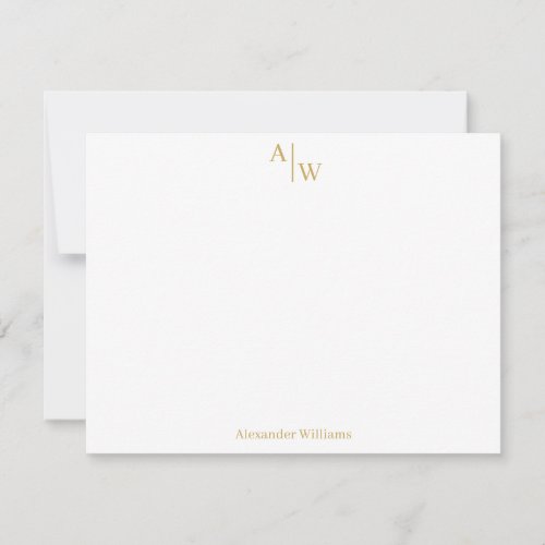 Modern Professional 2 Monogram Basic Faux Gold Note Card