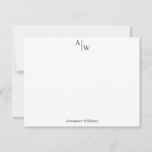 Modern Professional 2 Monogram Basic Navy Blue Note Card