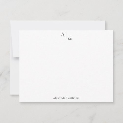 Modern Professional 2 Monogram Classic Dark Gray Note Card