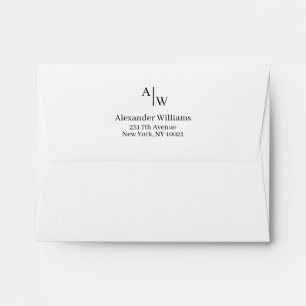 Modern Professional 2 Monogram Initial Basic Black Envelope