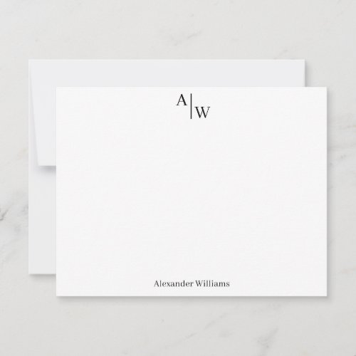 Modern Professional 2 Monogram Initial Basic Black Note Card