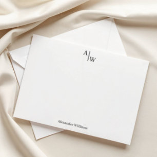 Modern Professional 2 Monogram Initial Basic Black Note Card
