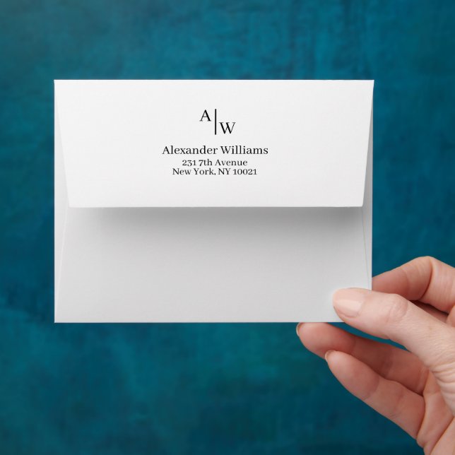 Modern Professional 2 Monogram Initial Basic Chic Envelope (Hand)