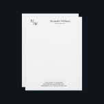 Modern Professional 2 Monogram Minimalist Black Letterhead<br><div class="desc">Modern Professional 2 Monogram Minimalist Black Letterhead</div>