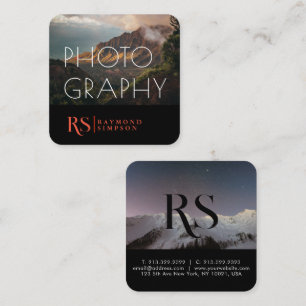 Modern Professional 2 Photos Monogram Photography Square Business Card