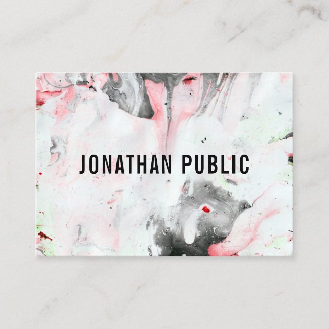 Modern Professional Abstract Black Red White Business Card (Front)