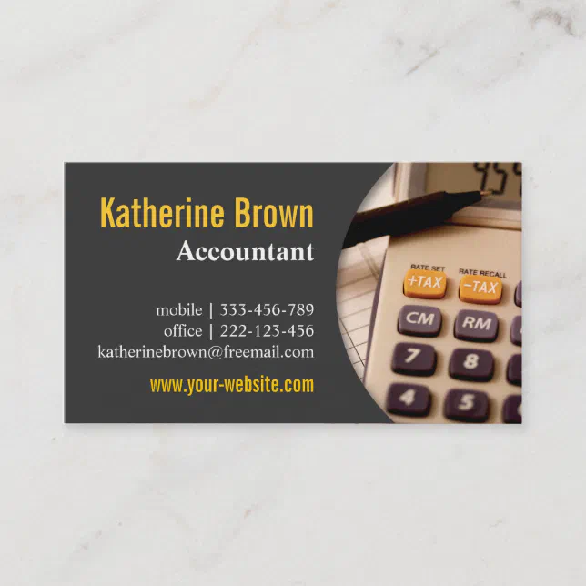 Modern, Professional, Accountant, Tax, Calculator Business Card (Front)
