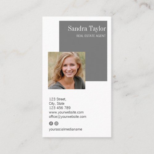 Modern Professional Add Your Logo Real Estate Business Card
