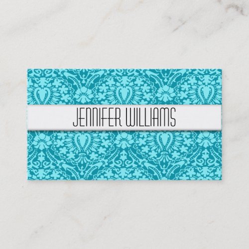 Modern Professional Aqua Damask Business Cards