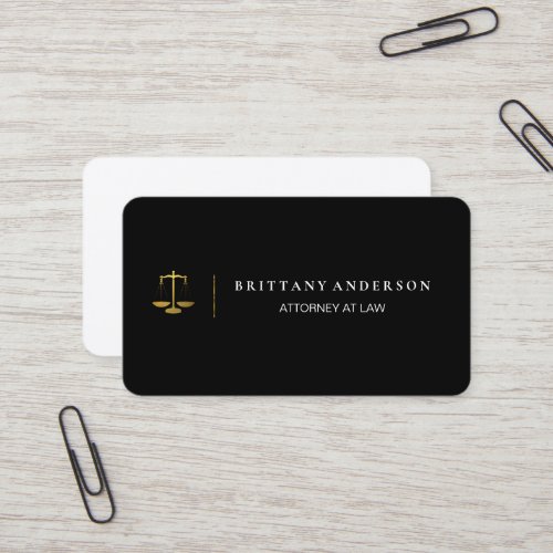 Modern Professional Attorney at Law Black Scale Business Card