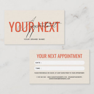 Modern professional beige orange your next appointment card