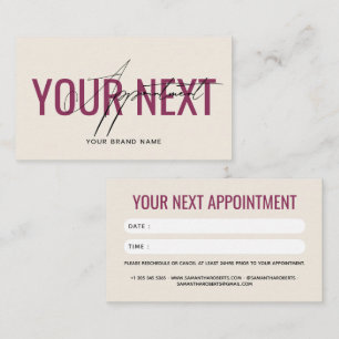 Modern professional beige red your next  appointment card