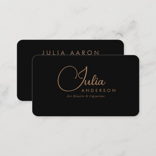 Modern Professional Black and Gold Script Business Card