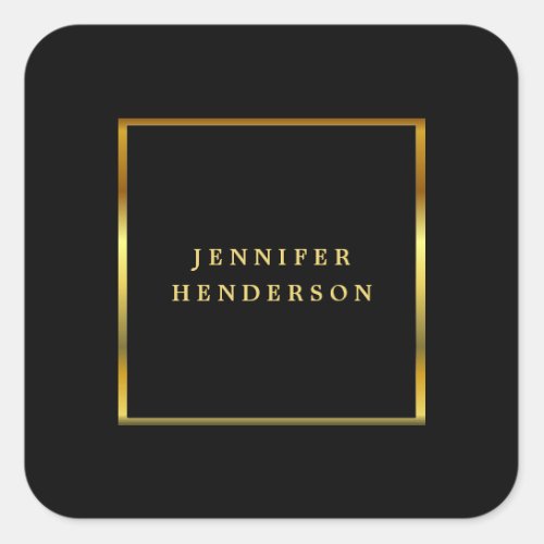 Modern professional black and gold square sticker