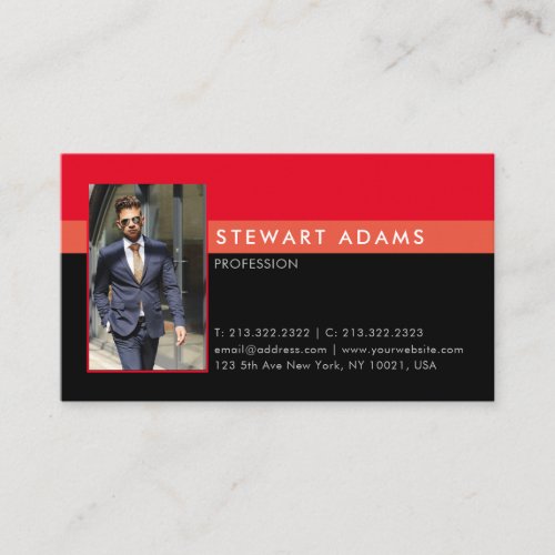 Modern professional black and red photo business card