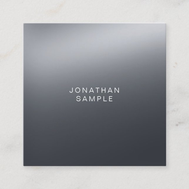 Modern Professional Black And White Elegant Plain Square Business Card (Front)