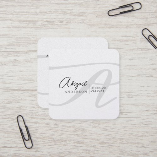 Modern Professional Black and White Monogram Square Business Card