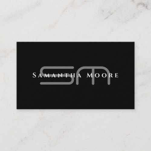 Modern Professional Black and White Monogrammed Business Card