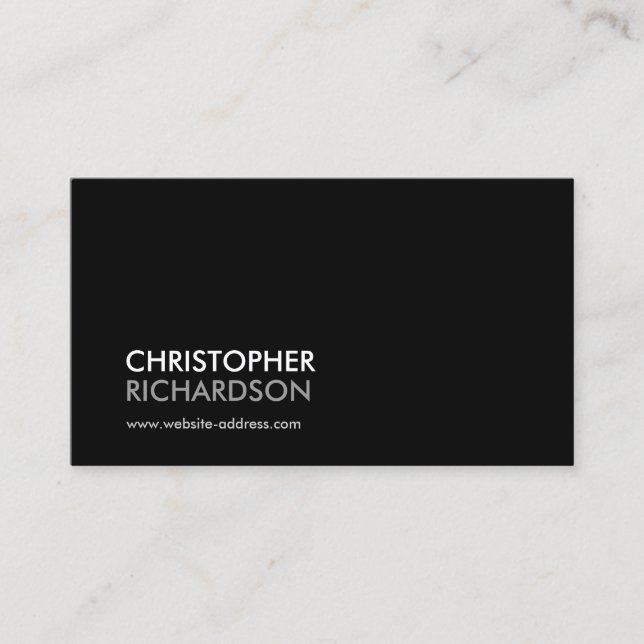 MODERN PROFESSIONAL Black Business Card (Front)