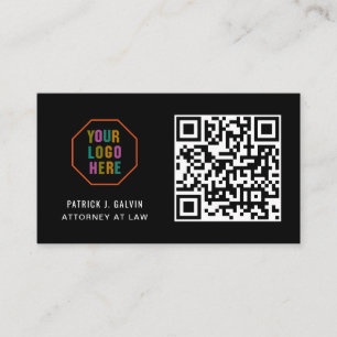 Modern Professional Black Business Logo,QR Code Card