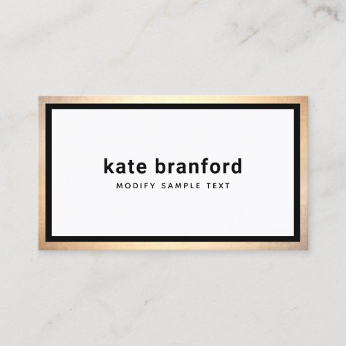 Modern  Professional Black Gold Border Business Ca Business Card