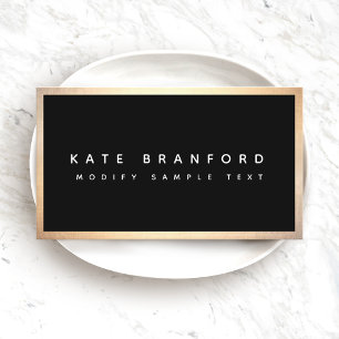 Modern  Professional Black Gold Border Business Ca Card