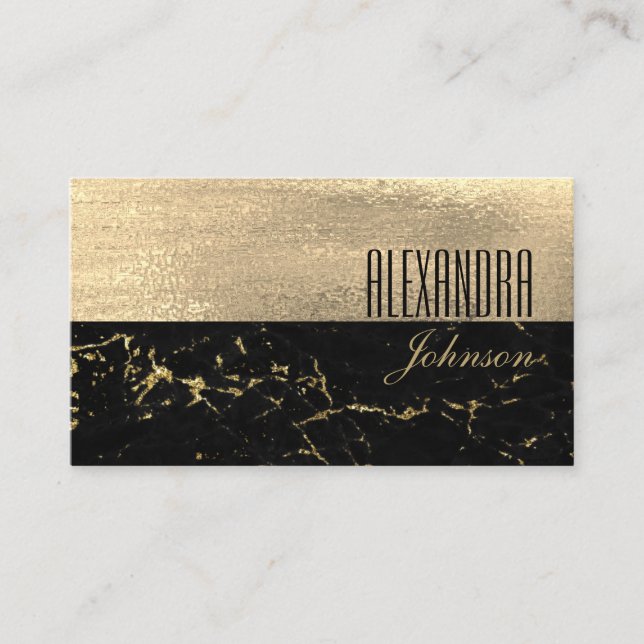 Modern Professional Black Gold Business Card (Front)