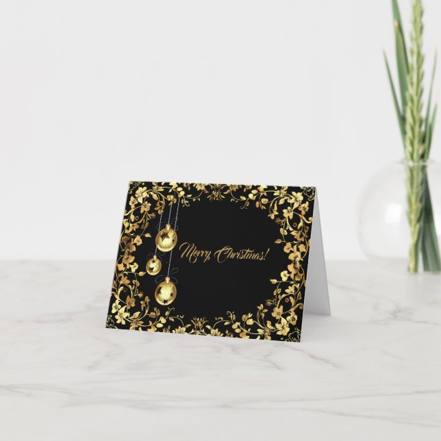 Modern Professional Black & Gold Christmas Card (Front)