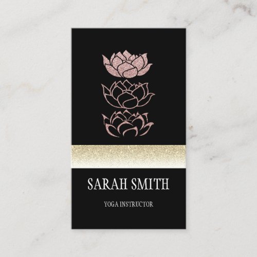 Modern professional black gold lotus business card