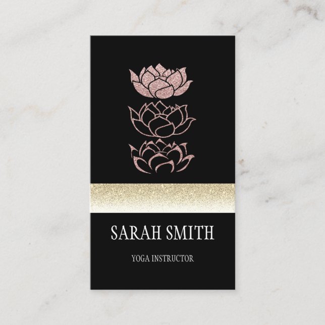Modern professional black gold lotus business card (Front)