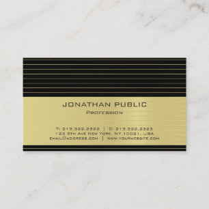 Modern Professional Black Gold Striped Luxury Chic Business Card