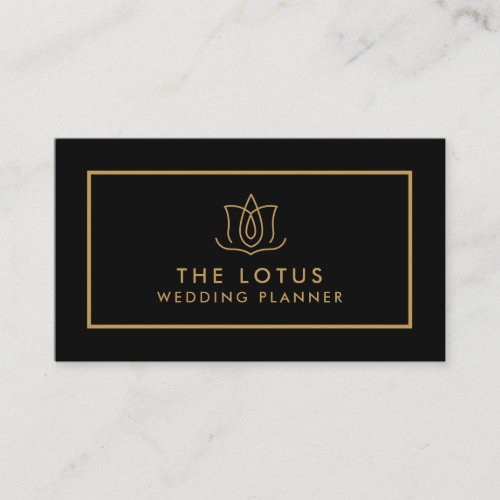 Modern Professional Black Gold Wedding Planner Business Card