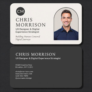 Modern Professional Black Photo Monogram Business Card