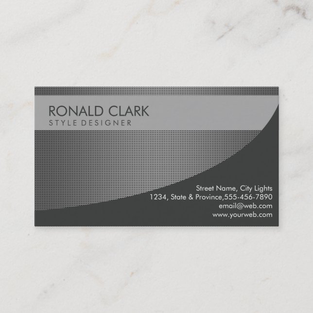 Modern Professional Black Silver Metal Steel Business Card (Front)