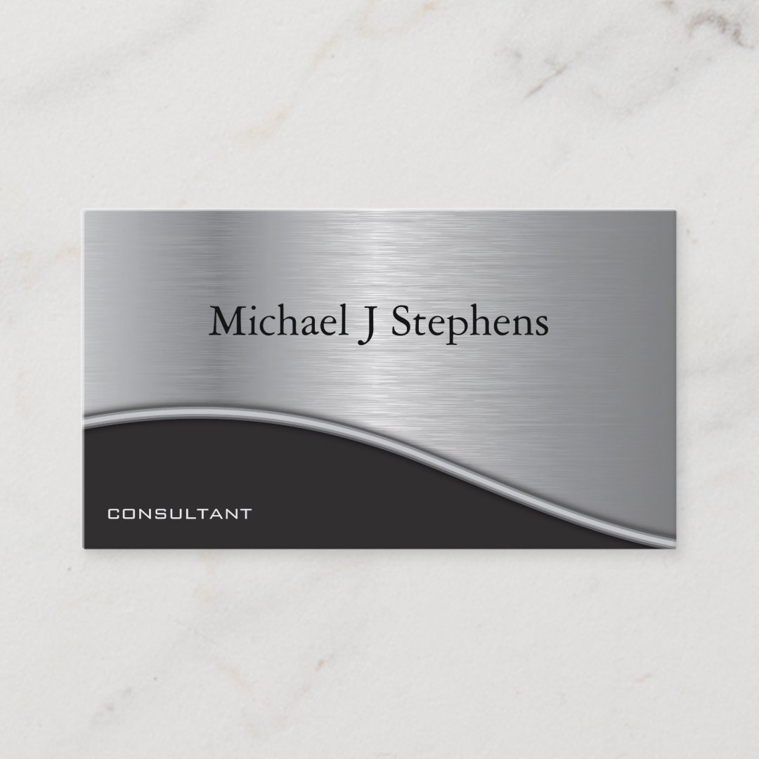 Modern Professional Black Textured Platinum Business Card | Zazzle