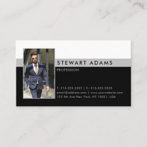 Modern professional black white and gray photo business card