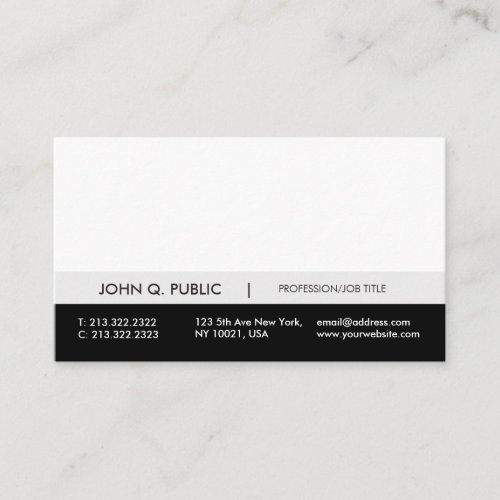 Modern Professional Black White Grey Simple Plain Business Card