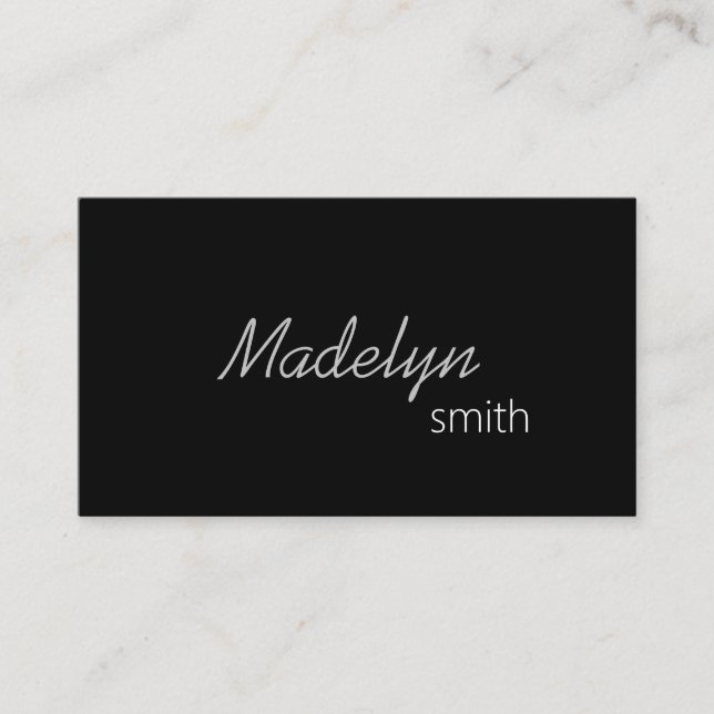 Modern Professional Black White Minimal Script  Business Card (Front)