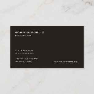 Modern Professional Black White Minimalistic Plain Business Card